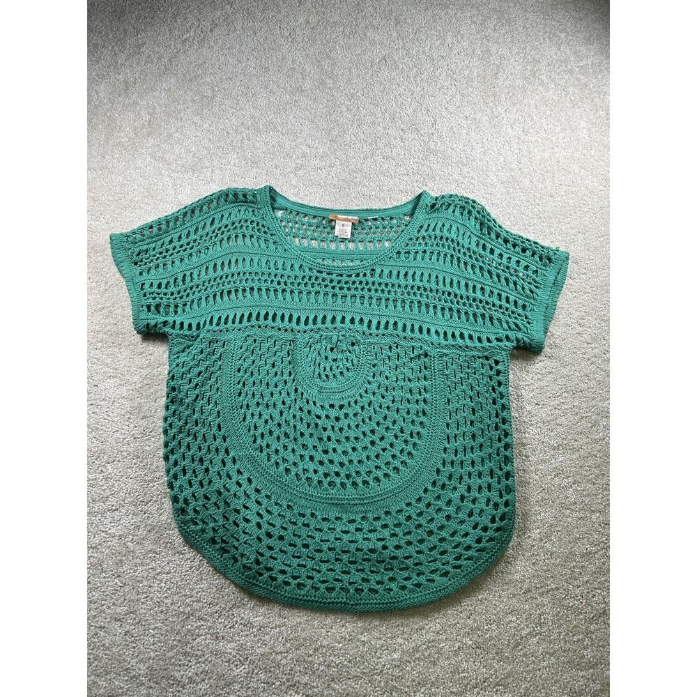 Mudd Sweater Womens S Kelly Green Crochet Knit Boho Coachella Festival Grunge‎
